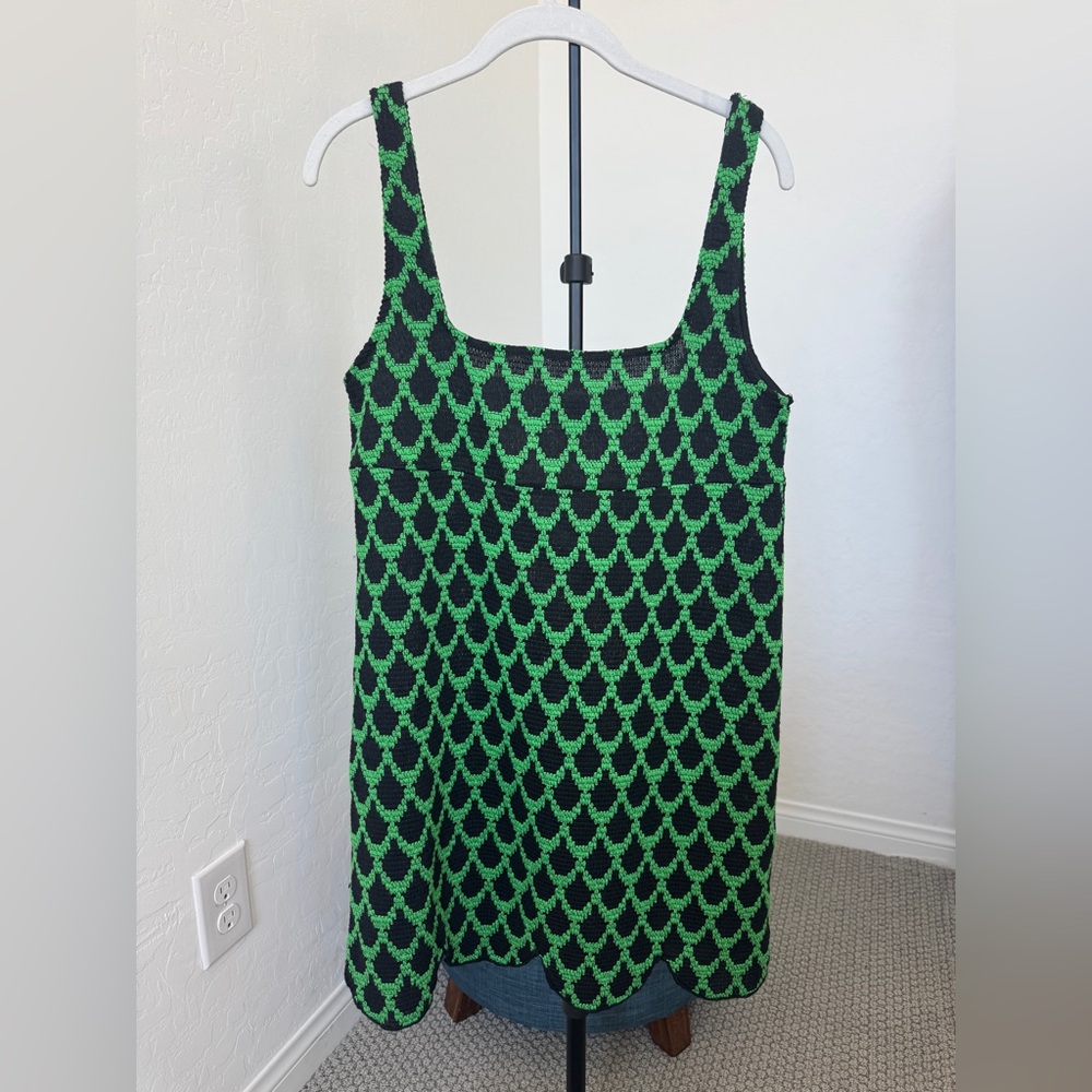 Zara Green and Black Knit Mini Dress